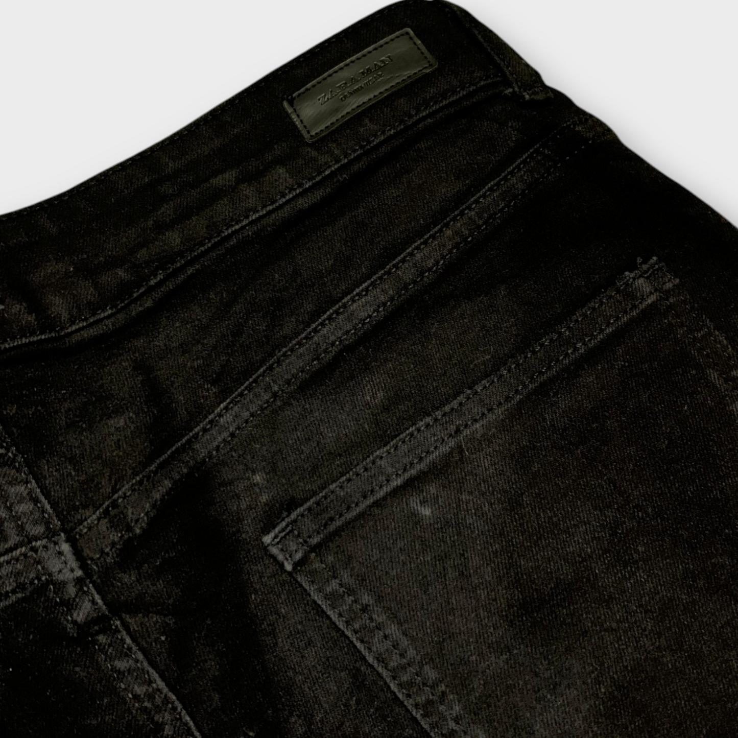 Zara Man Ripped Biker Black Denim