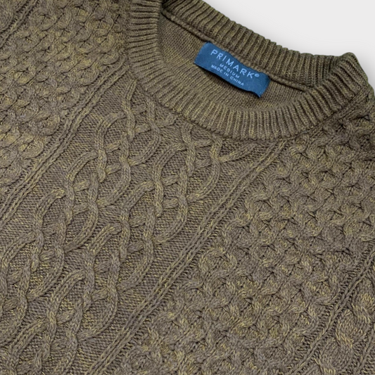 Primark Men's Cable Knit Crewneck Sweater