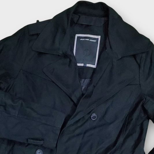 Jack & Jones Doble Breasted Trench Coat Black - Large