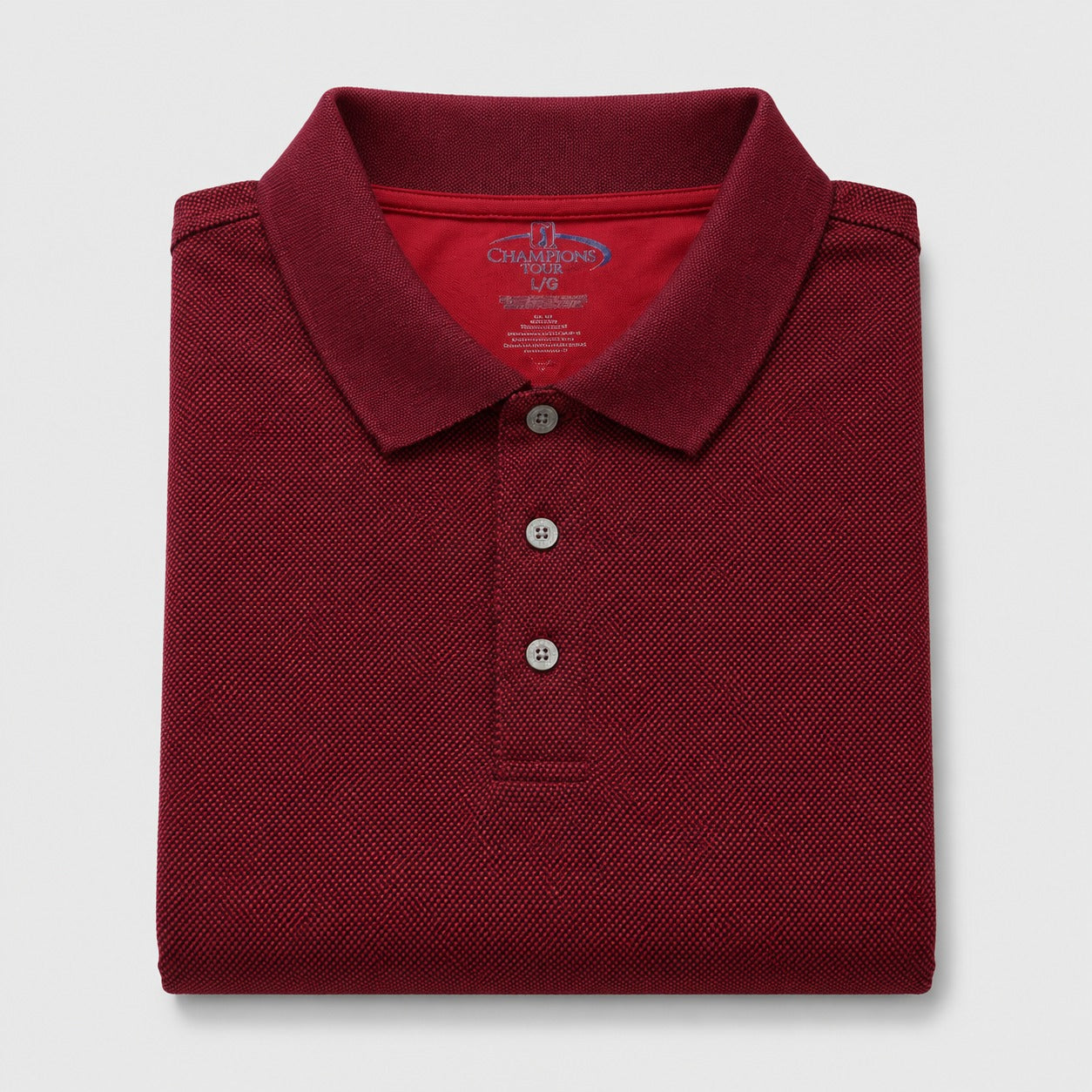 PGA Tour Champions Maroon Textured Polo Shirt