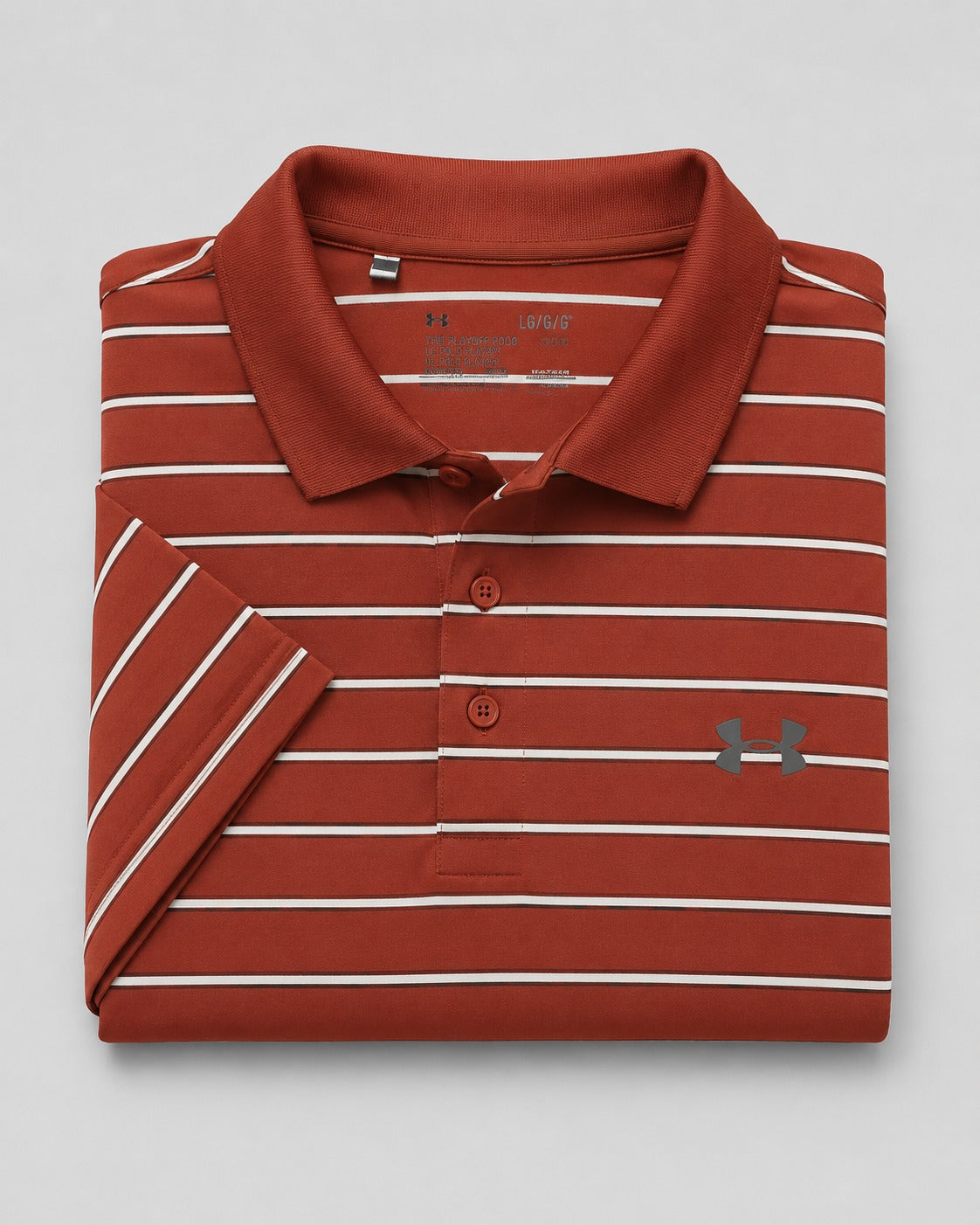 Under Armour Men's Polo Shirt Brown & White Stripes