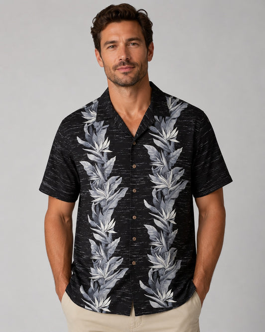 George Men's Hawaii Shirt Botanical Floral Print 100% Rayon