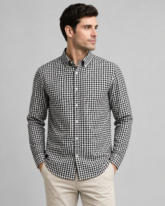 American Rag Cie Men's Shirt White & Black Gingham