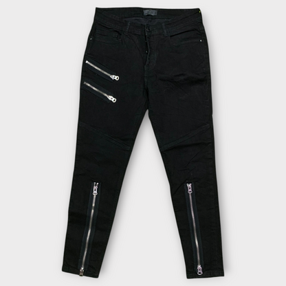 Zara Man Ripped Biker Black Denim