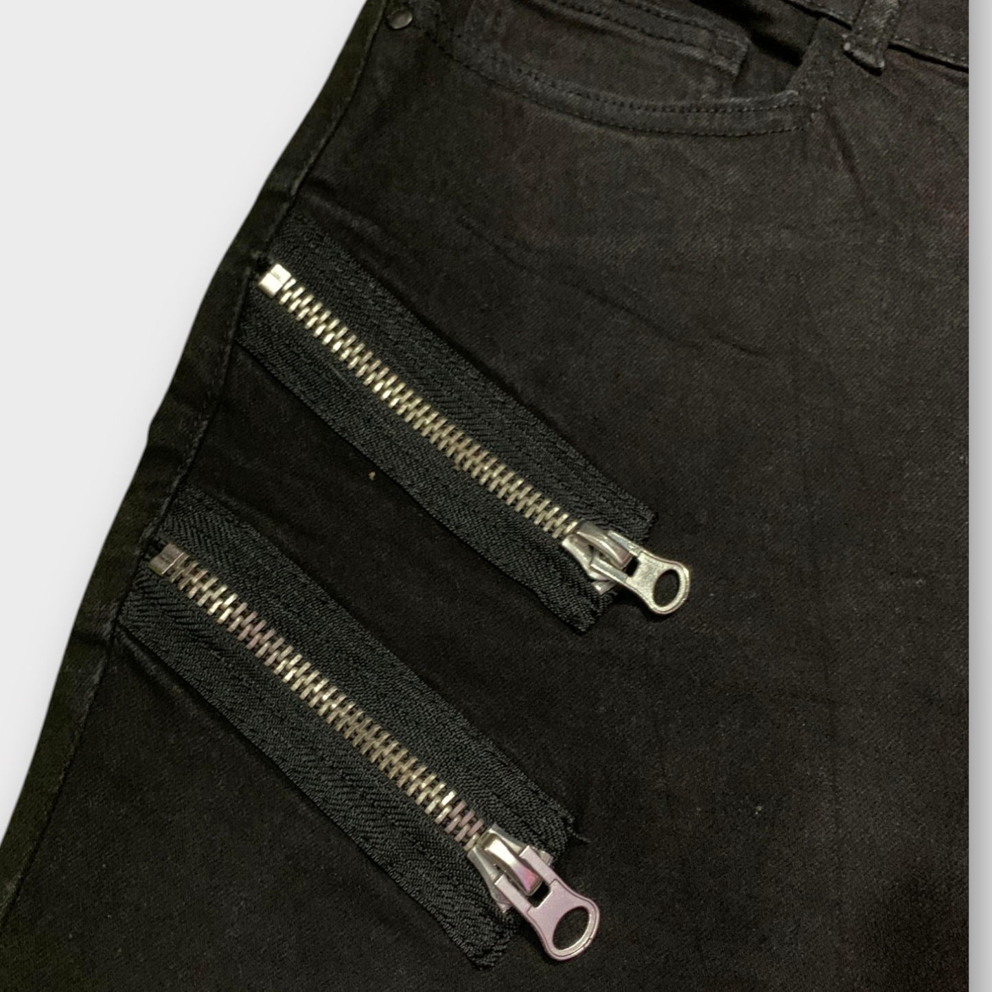 Zara Man Ripped Biker Black Denim