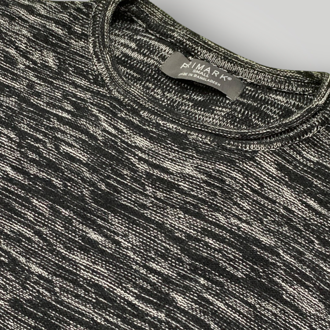 Primark Black and White Marled Knit Long Sleeved Shirt