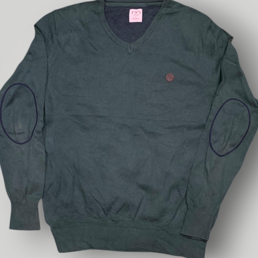 Men's V-Neck Sweater With Elbow Patches