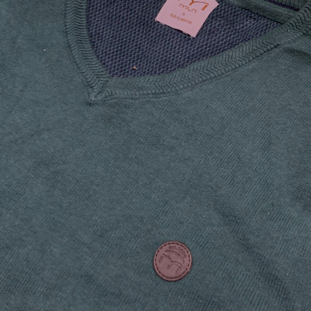 Men's V-Neck Sweater With Elbow Patches