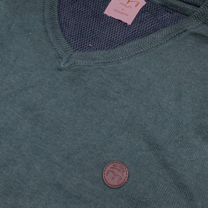 Men's V-Neck Sweater With Elbow Patches