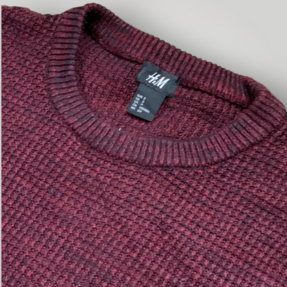 H&M Men's Burgundy Textured Knit Sweater