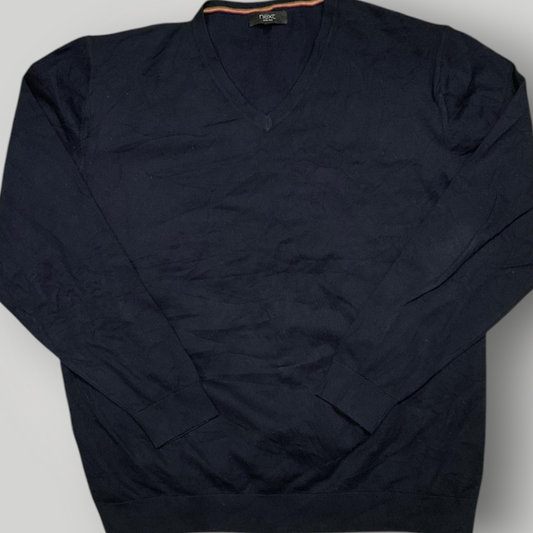 Next Men's Navy Blue V-Neck Sweater