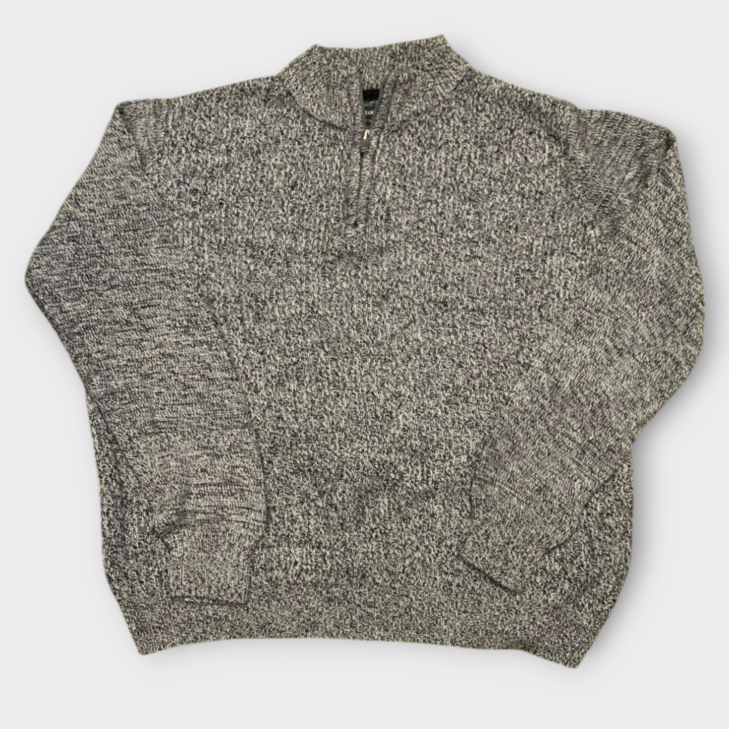 Studio Men's Grey Knitted Quarter Zip Sweater