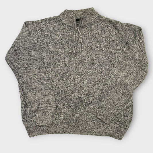 Studio Men's Grey Knitted Quarter Zip Sweater