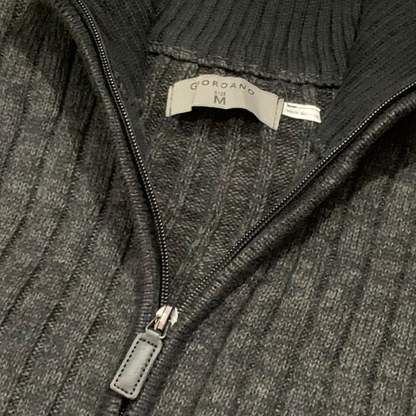 Giordano Men's Ribbed Knit Sweater With Quarter Zip Closure
