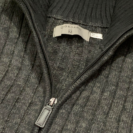 Giordano Men's Ribbed Knit Sweater With Quarter Zip Closure
