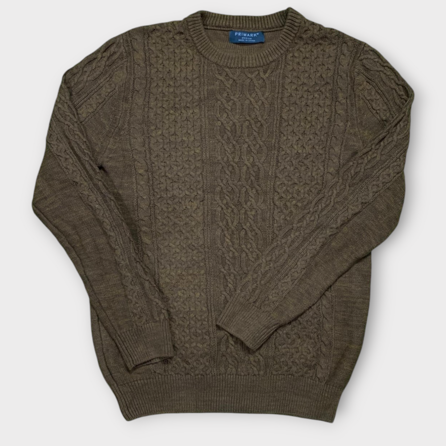 Primark Men's Cable Knit Crewneck Sweater