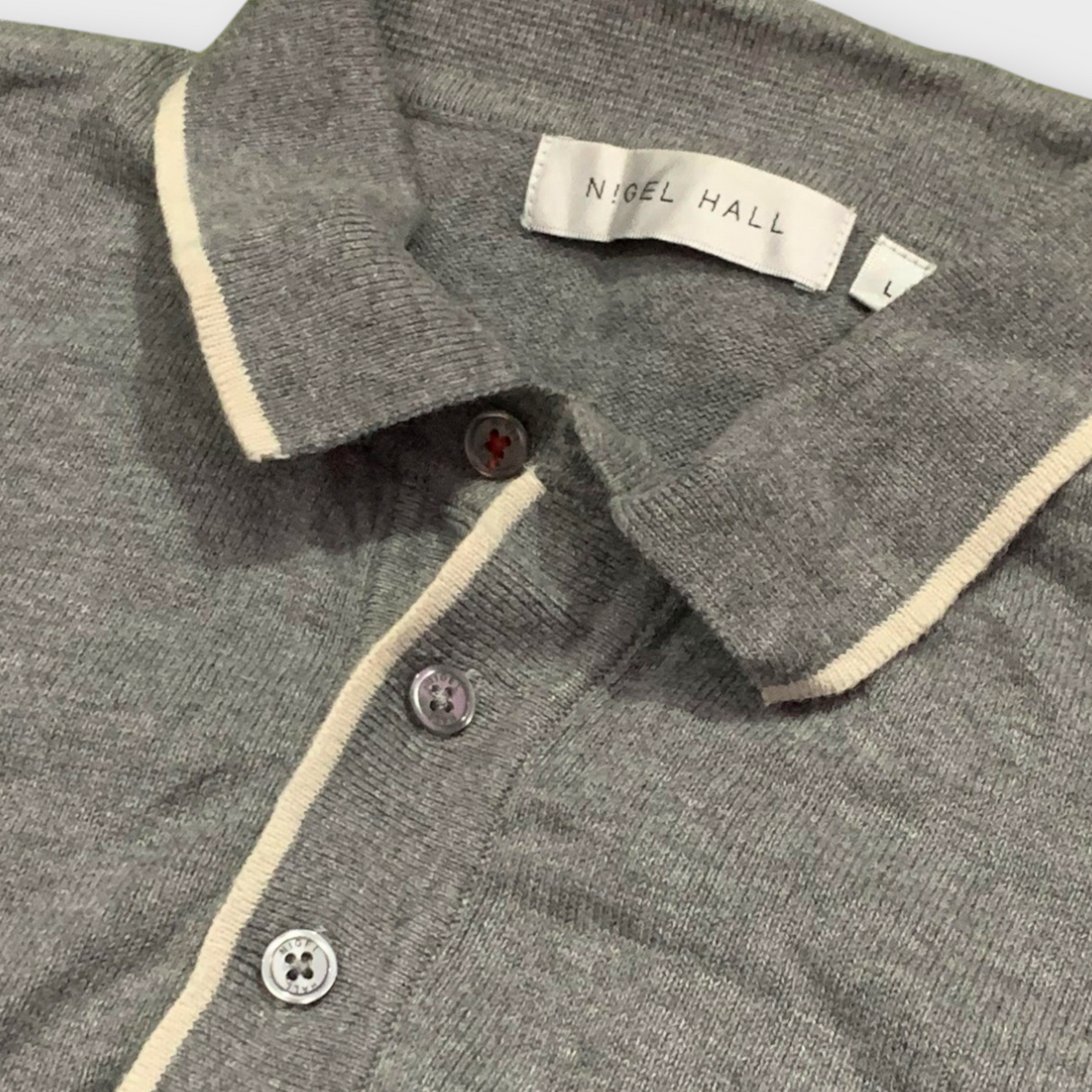 Nigel Hall Gray Knit Polo Shirt