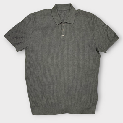Mens Knitted Polo Shirt Charcoal Grey