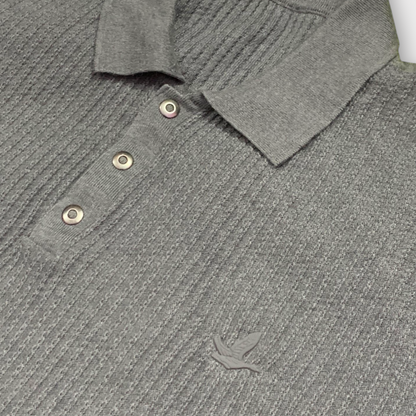 Mens Knitted Polo Shirt Charcoal Grey