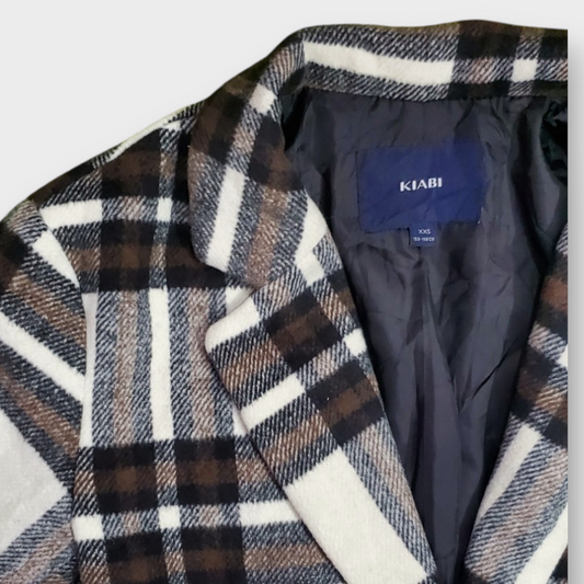 Kiabi Black & White Plaid Women Coat
