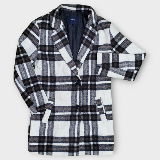 Kiabi Black & White Plaid Women Coat