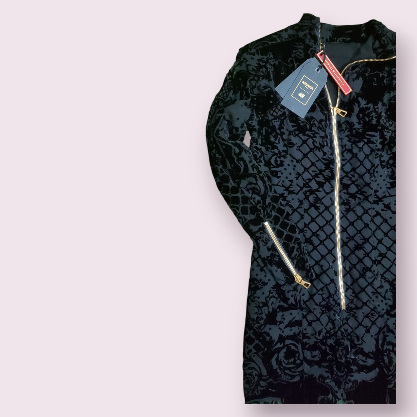 Balmain x H&M black velvet dress from their limited edition