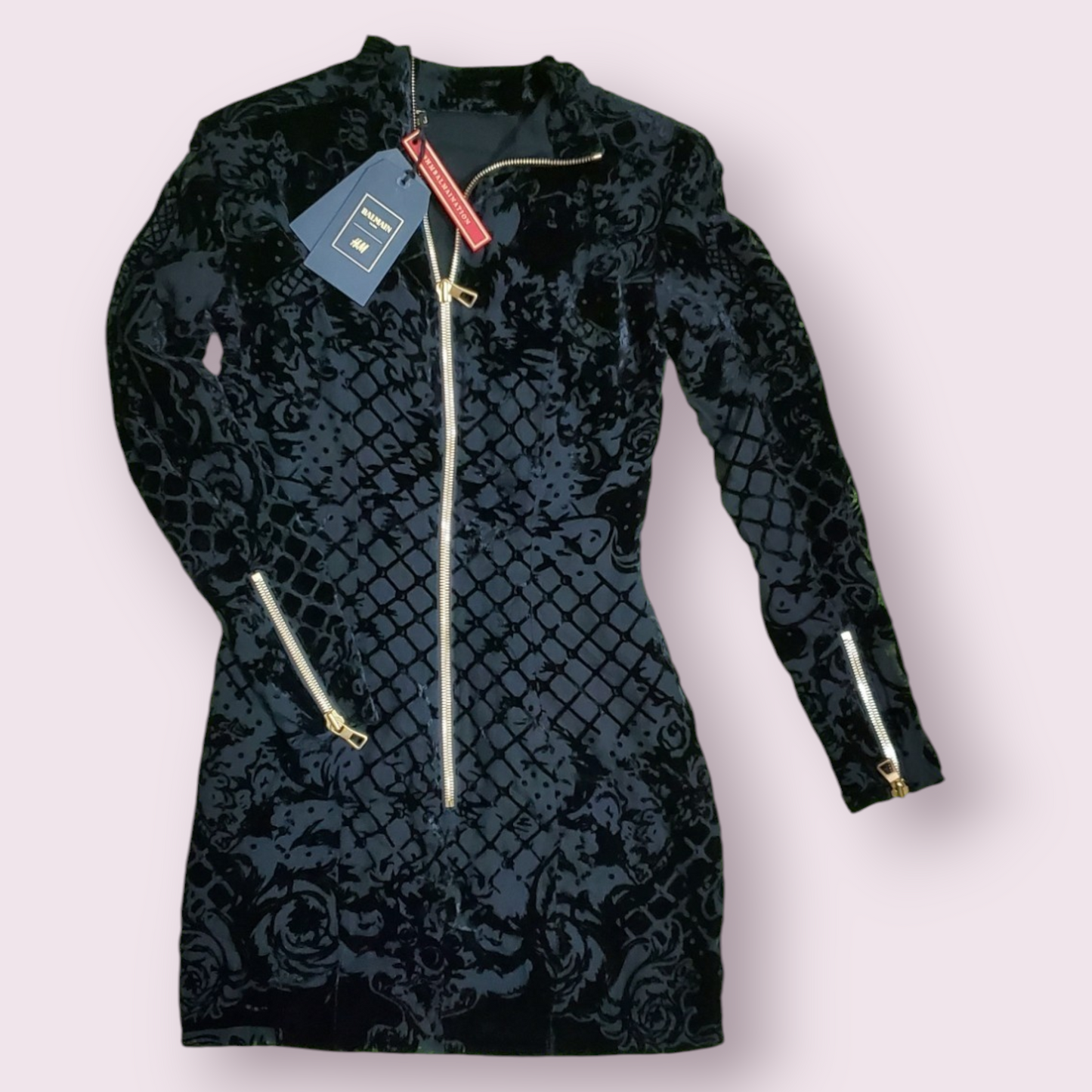 Balmain x H&M black velvet dress from their limited edition