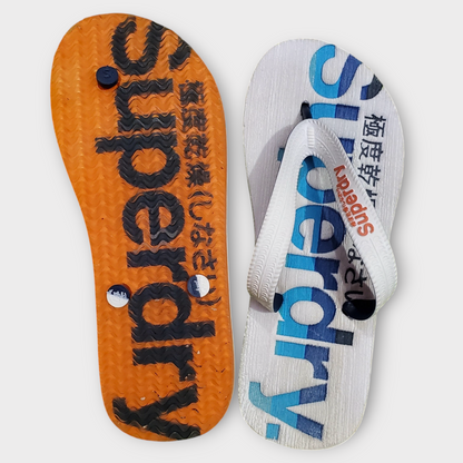 Superdry Men's California Flip Flops White Footbed & Blue/Orange