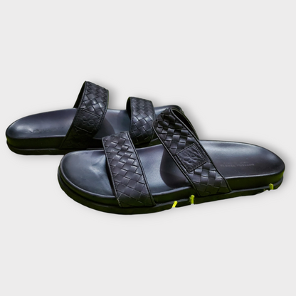 Bottega Veneta Black Leather Sandals Weave Design