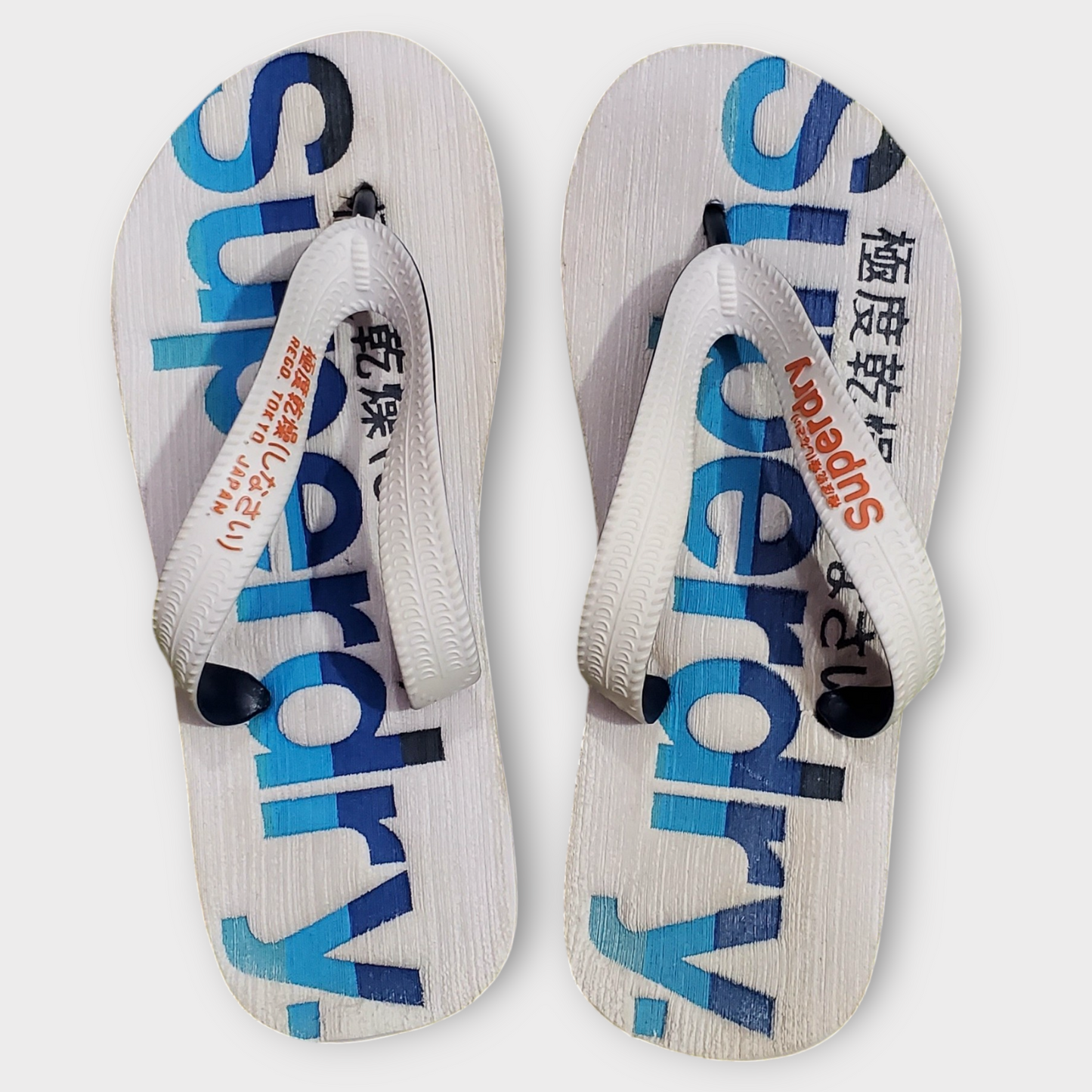 Superdry Men's California Flip Flops White Footbed & Blue/Orange