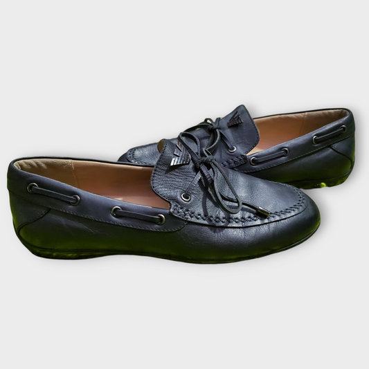 Armani Jeans Black Leather Driving Loafer