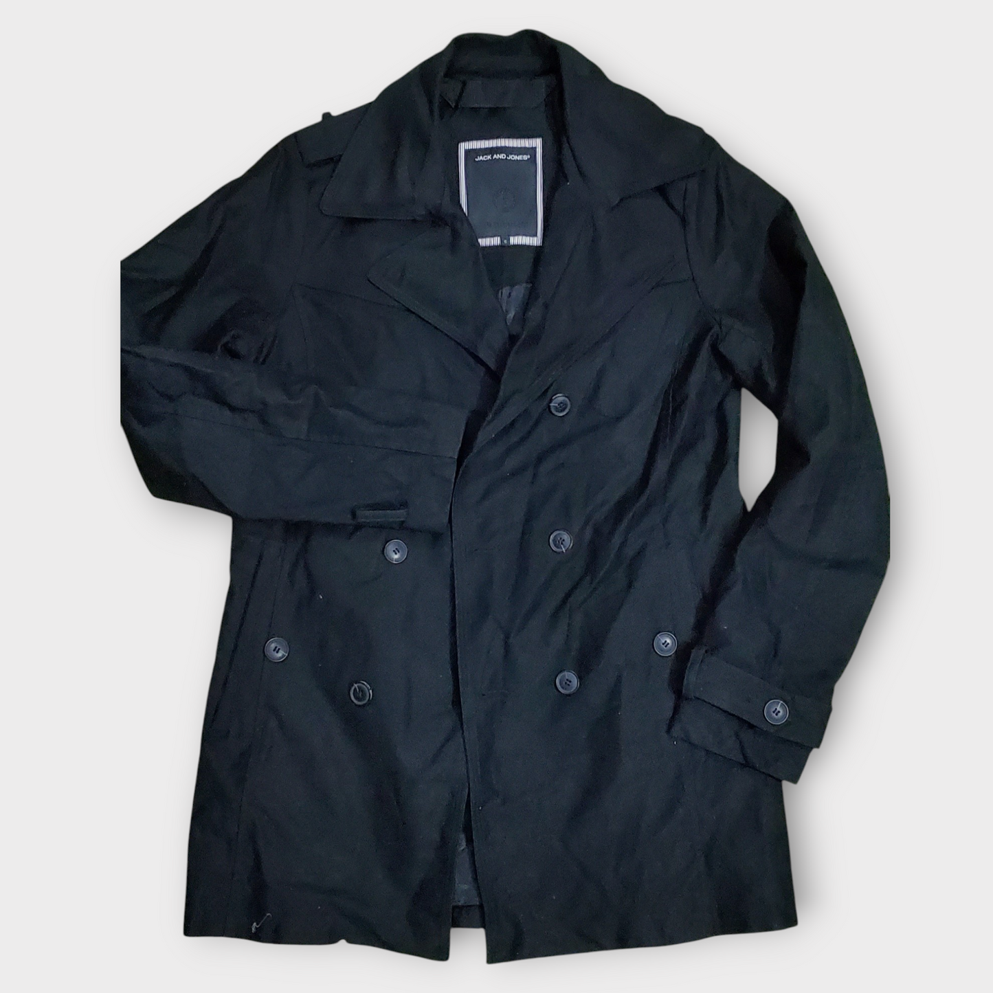 Jack & Jones Doble Breasted Trench Coat Black - Large