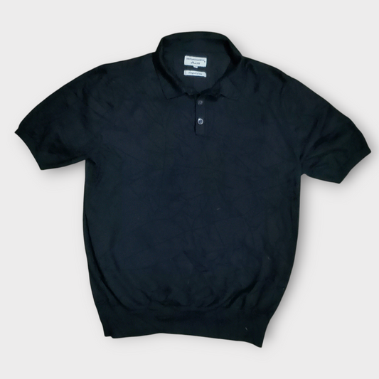 Men's Knit Polo Shirt Black Medium