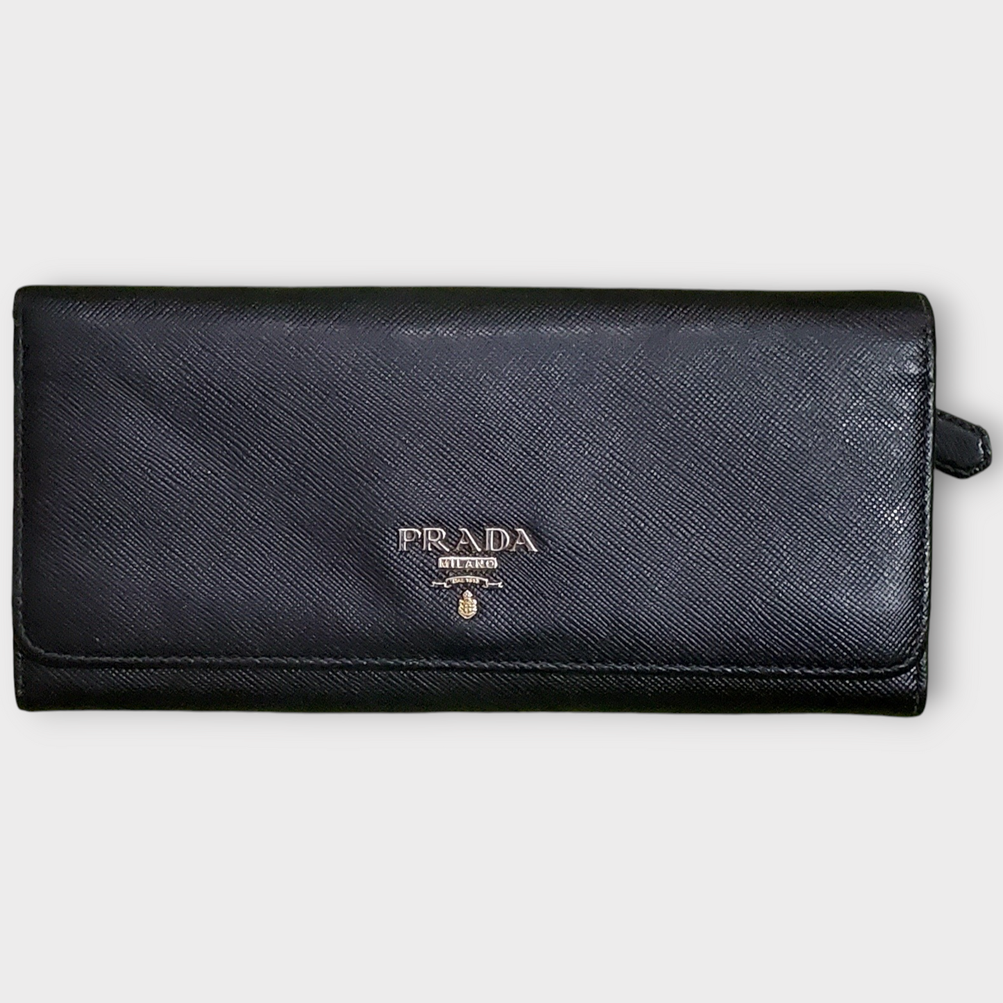 Prada Black Saffiano Leather Continental Flap Wallet