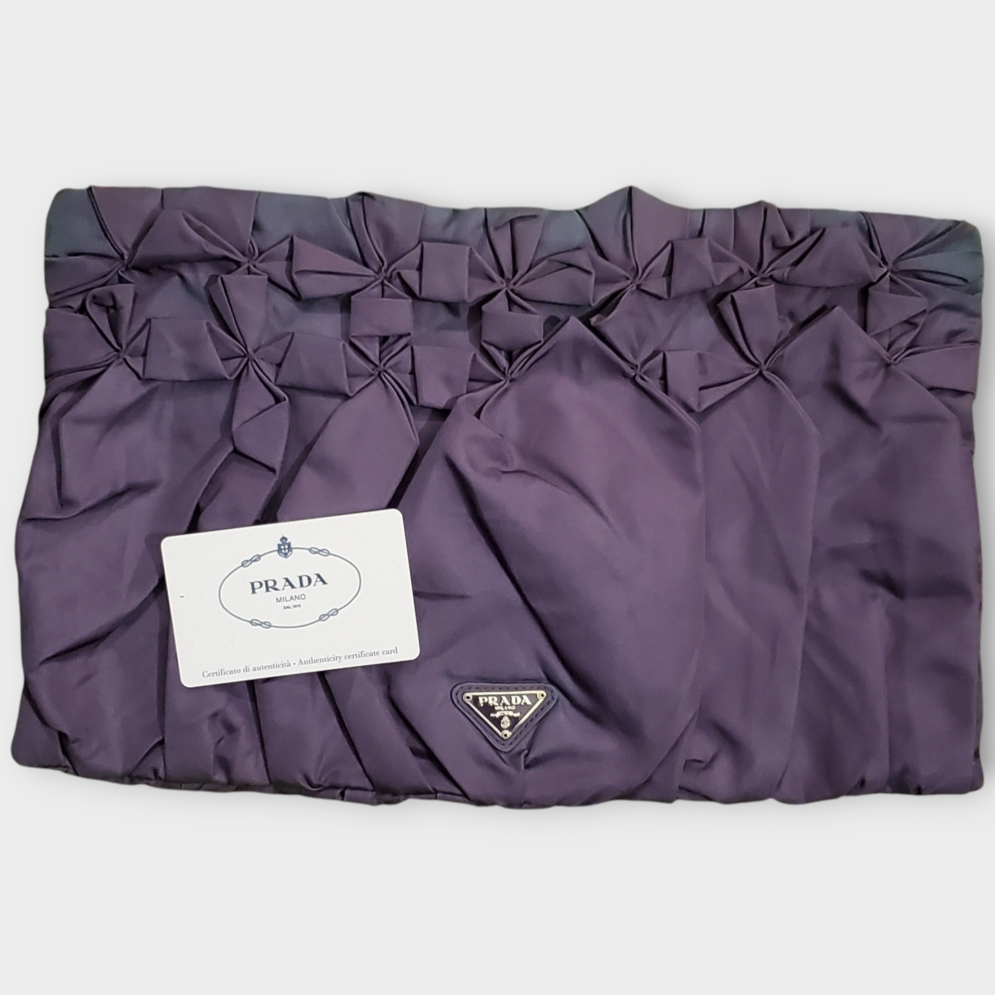 Prada Nylon Clutch Bag With Bow Details