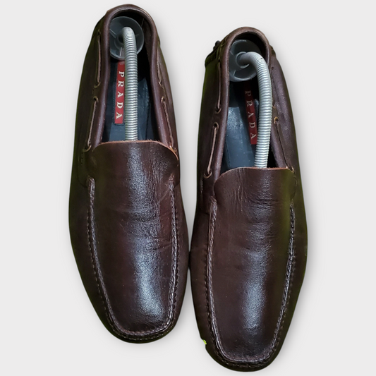 Prada Men's Brown Leather Loafers
