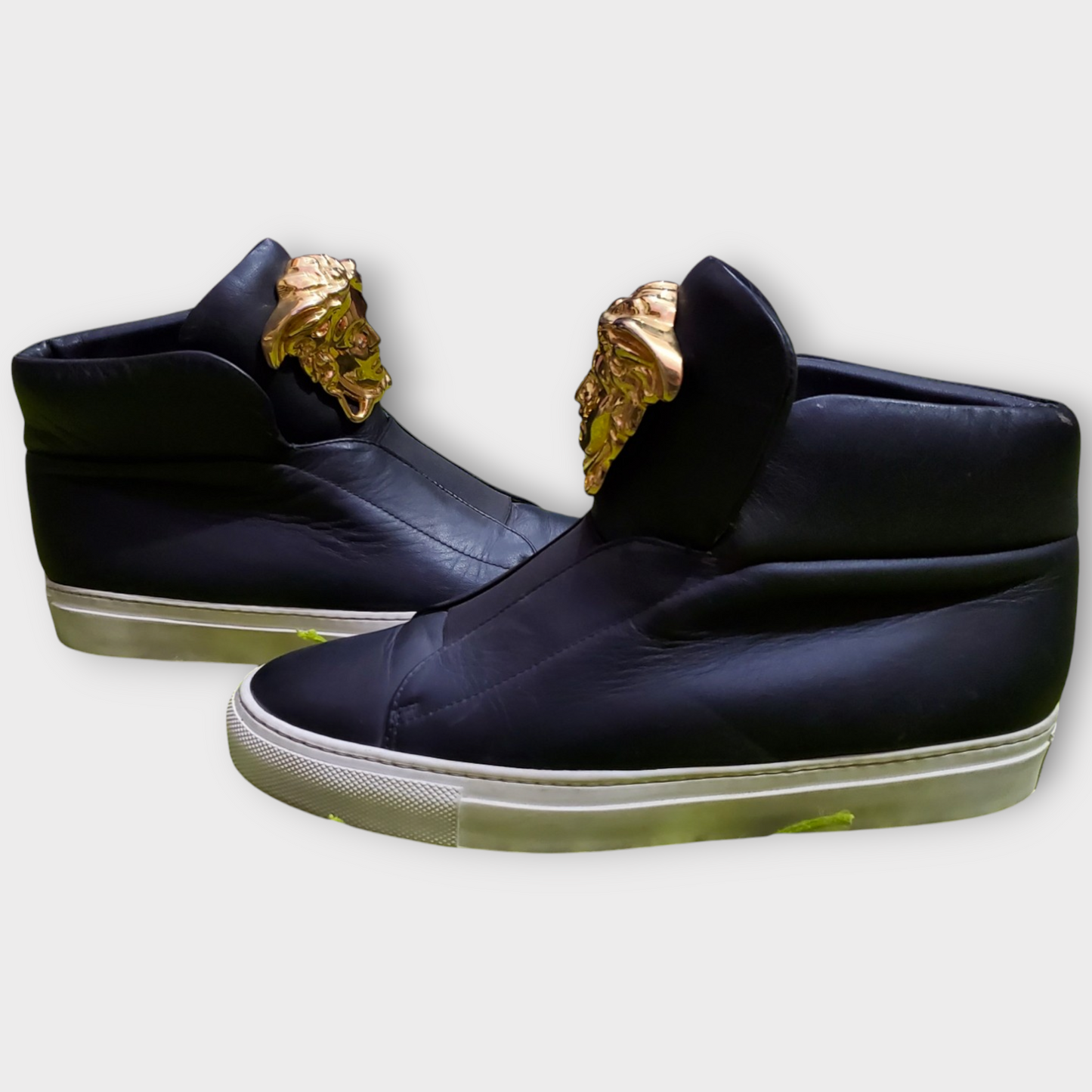 Versace Medusa High Top Sneakers in Black Leather