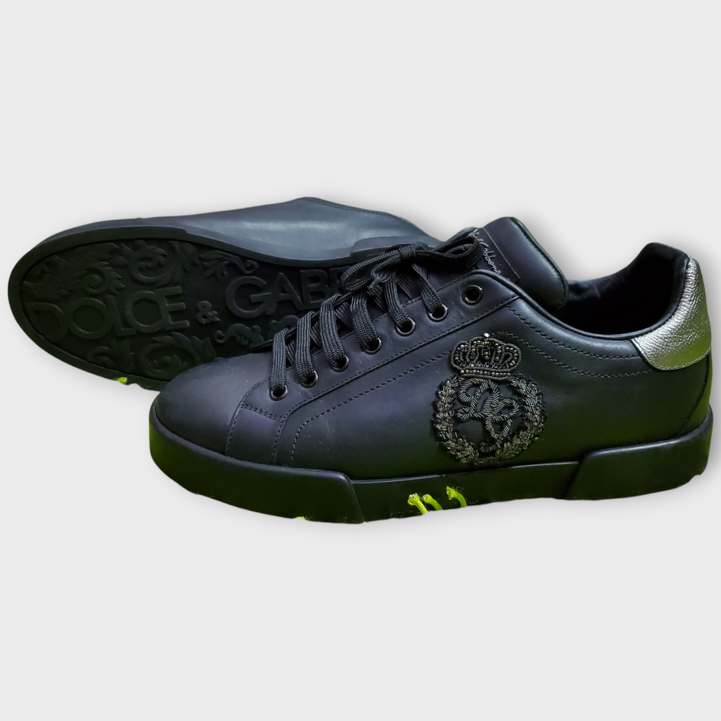 Dolce & Gabbana Portofino Leather Sneakers Crown Patch