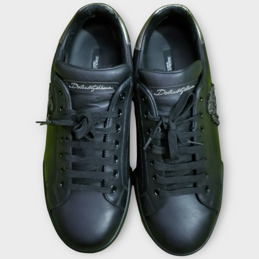 Dolce & Gabbana Portofino Leather Sneakers Crown Patch
