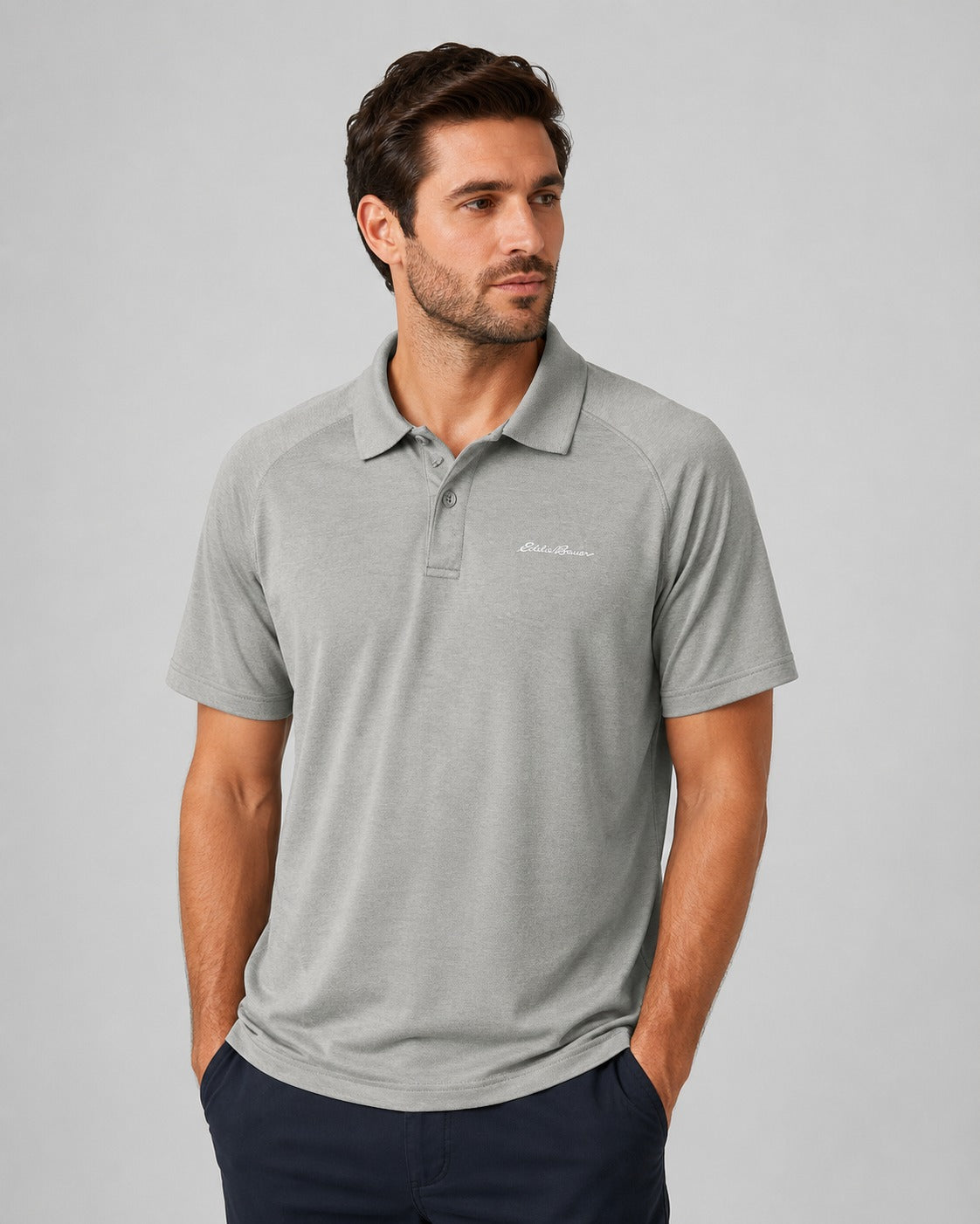 Eddie Bauer Men's Free Dry Polo Shirt Grey