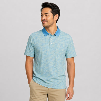 Goodfellow Men's Polo Shirt Blue Geometric Print