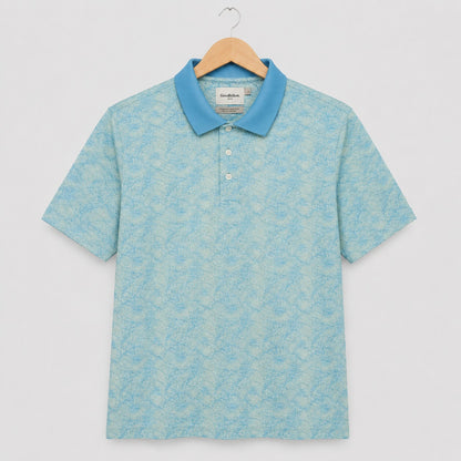 Goodfellow Men's Polo Shirt Blue Geometric Print