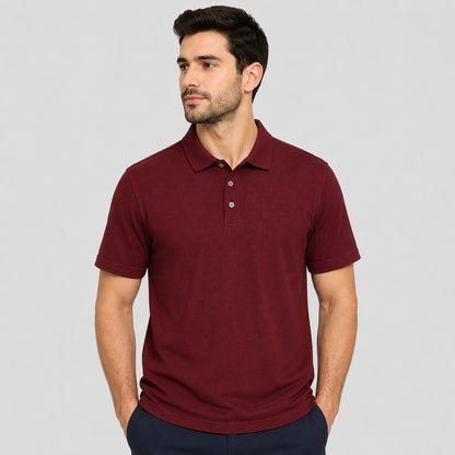PGA Tour Champions Maroon Textured Polo Shirt