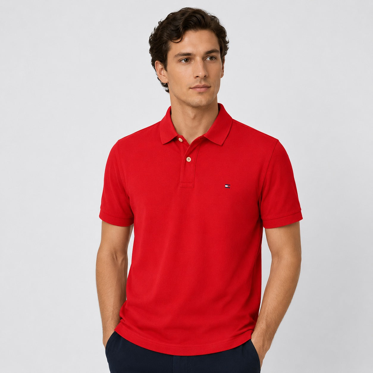 Tommy Hilfiger Solid Regular Fit Cotton Polo Shirt
