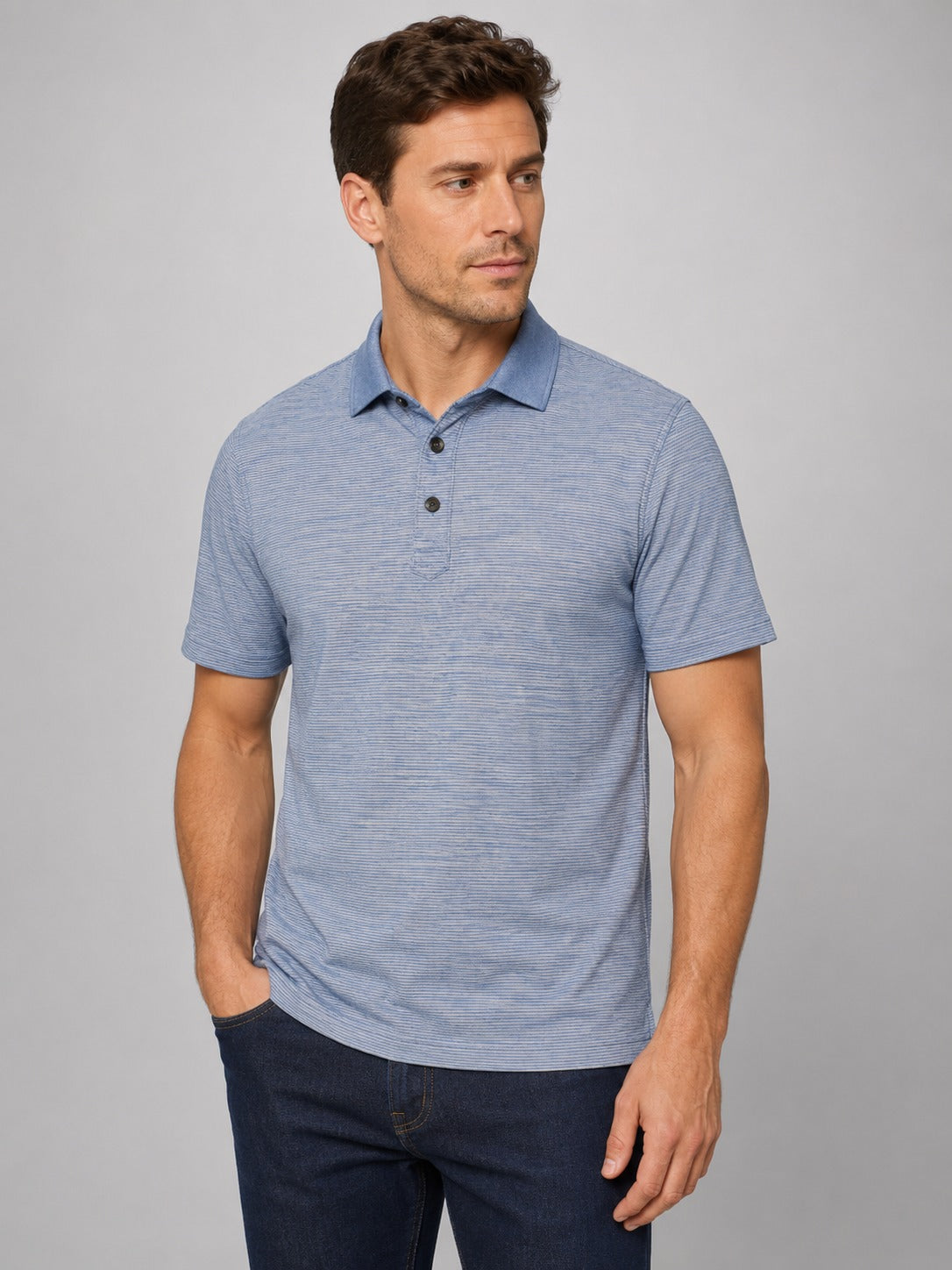 APT.9 Men's Polo Shirt Heathered Blue