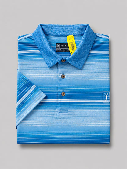 PGA Tour Polo Shirt Blue Ombre Striped