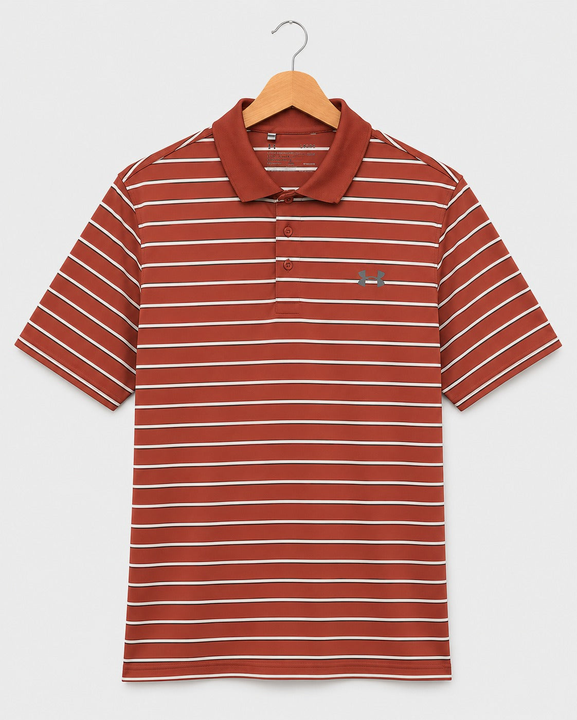 Under Armour Men's Polo Shirt Brown & White Stripes