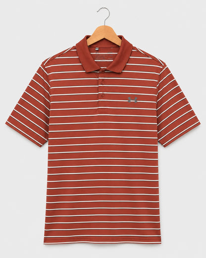Under Armour Men's Polo Shirt Brown & White Stripes