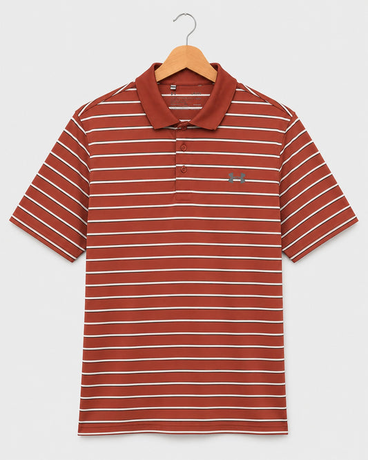 Under Armour Men's Polo Shirt Brown & White Stripes