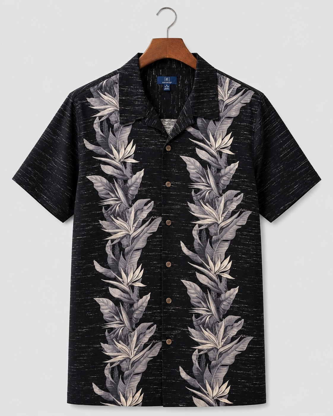 George Men's Hawaii Shirt Botanical Floral Print 100% Rayon